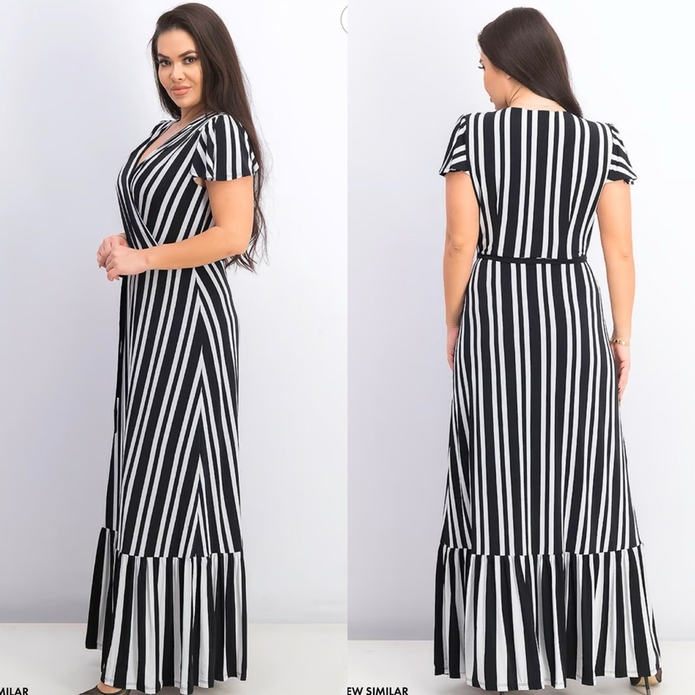 NWT I.N.C. Clover Cane Maxi Dress Size M. Black/White R$110. P2P 18” Length 60”